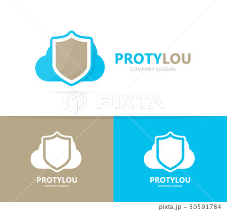 Vector of shield and cloud logo combination Vector of shield and cloud logo combination 30591784