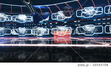 Soccer ball floating in space to goal with neon Soccer ball floating in space to goal with neon 30593708