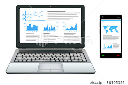 smartphone and laptop with business work graphic o 30595325