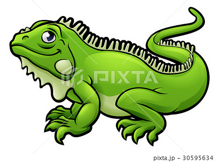 Iguana Lizard Cartoon Characterのイラスト素材
