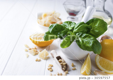 Pesto sauce ingredients 30597557
