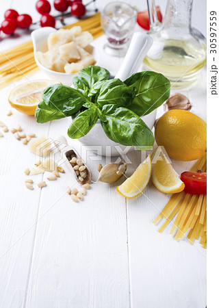Ingredients for cooking of homemade Italian pasta Ingredients for cooking of homemade Italian pasta 30597559