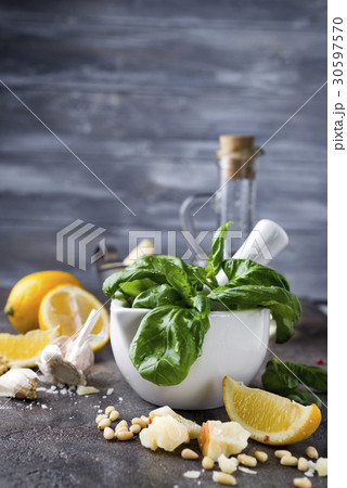 Pesto sauce ingredients 30597570