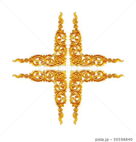 Pattern of wood frame carve flower on white  30598840