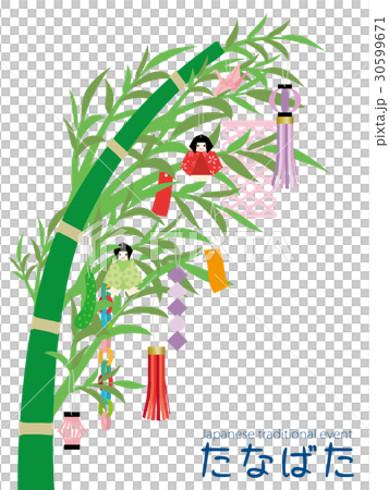 七夕 笹飾りのフレームのイラスト素材