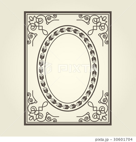 Oval frame with ornate curly corners 30601704