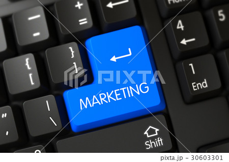 Keyboard with Blue Button - Marketing. 30603301
