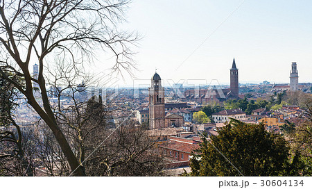view of Verona city with urban towers in spring view of Verona city with urban towers in spring 30604134