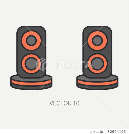 Line flat color vector computer part icon audio 30604196