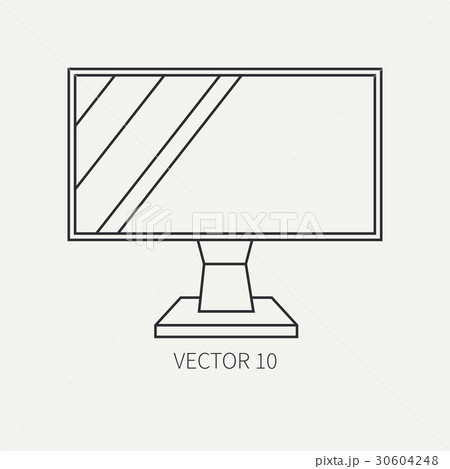 Line flat vector computer part icon lcd monitor 30604248