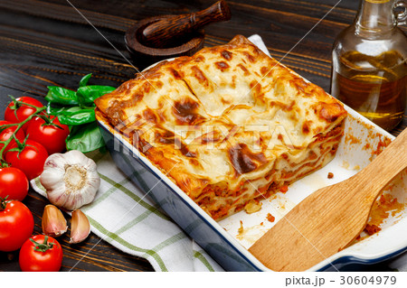 Lasagna in baking dish 30604979