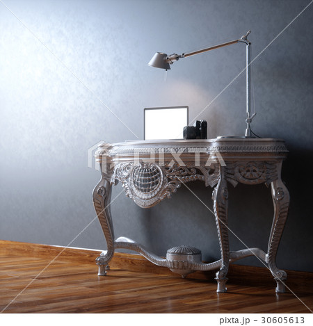 Perspective work place with laptop, camera  Perspective work place with laptop, camera  30605613