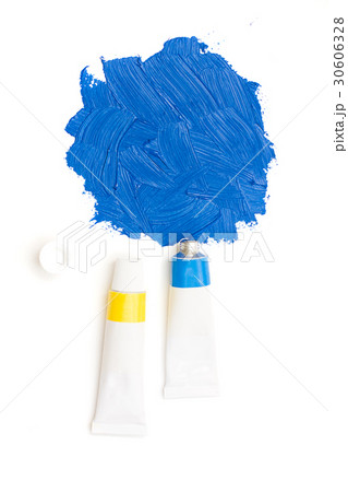 Sky blue squeezed artistic's paint tube 30606328