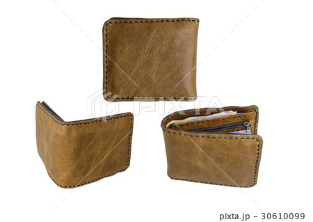 brown wallet on white background. 30610099