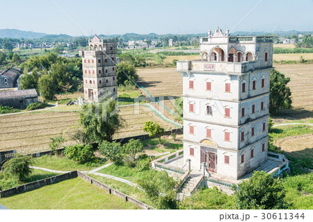 世界遺産 開平楼閣 自力村 中国 広東省開平の写真素材