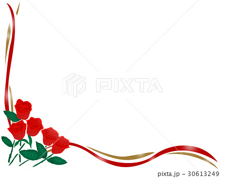左下赤いバラ 花のフレーム のイラスト素材 30613249 Pixta