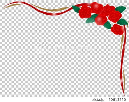 右上に赤いバラ　＜花のフレーム＞ 30613250