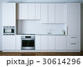 3d render white modern kitchen closeup 30614296