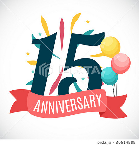 Anniversary 15 Years Template with Ribbon Vector 30614989