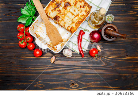 Lasagna in baking dish Lasagna in baking dish 30623366