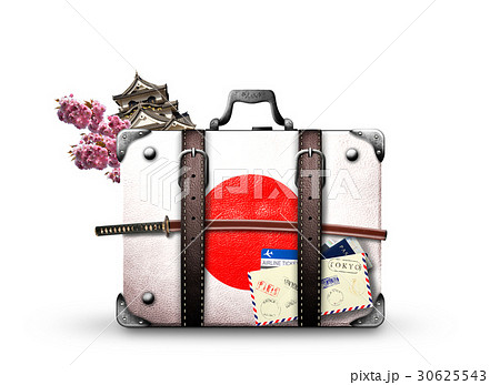 Japan, retro suitcase with a Japanese flag Japan, retro suitcase with a Japanese flag 30625543