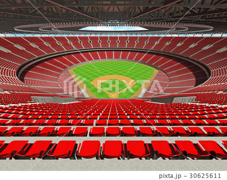 Beautiful modern baseball stadium with red seats 30625611