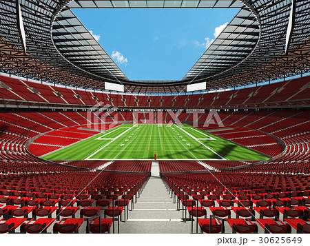Modern American football stadium with read seats 30625649