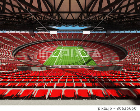 Modern American football stadium with read seats 30625650