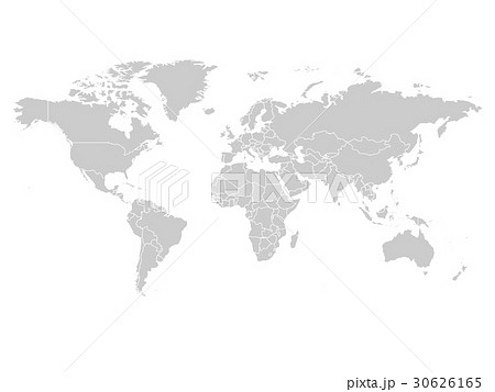 World map in grey color on white background. High - Stock Illustration  [30626165] - PIXTA