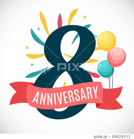 Anniversary 8 Years Template with Ribbon Vector Anniversary 8 Years Template with Ribbon Vector 30626312