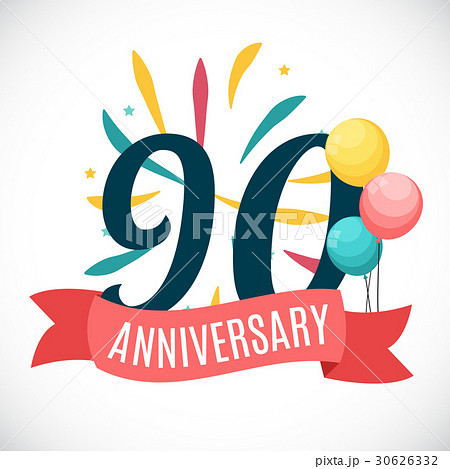 Anniversary 90 Years Template with Ribbon Vector 30626332