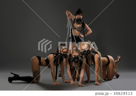 Bdsm ls girls Sexy girls in bdsm masks and leather underwearの写真素材 [30629513] - PIXTA