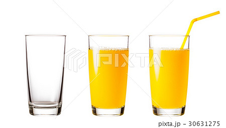 Empty and full glasses with orange juice Empty and full glasses with orange juice 30631275