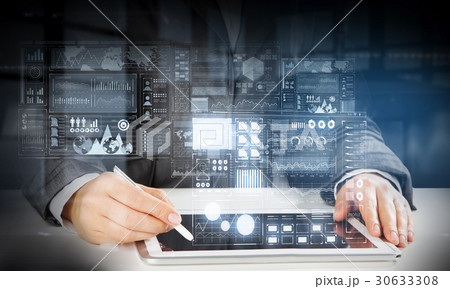 Woman using modern graphics 30633308