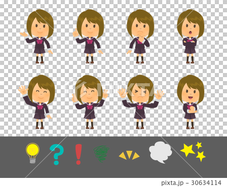 水手棕色頭髮女孩構成8種 水手棕色頭髮女孩構成8種 30634114