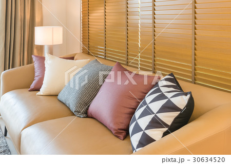 brown sofa with colorful pillows brown sofa with colorful pillows 30634520