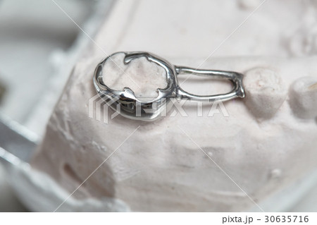 Gray dental prosthesis teeth mold, clay gums model 30635716