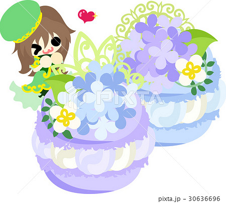 可愛い女の子と紫陽花のマカロン 可愛い女の子と紫陽花のマカロン 30636696
