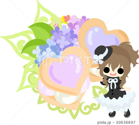 可愛い女の子と紫陽花のクッキーサンド 可愛い女の子と紫陽花のクッキーサンド 30636697