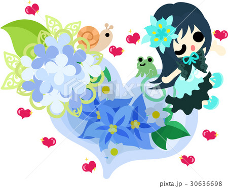 可愛い女の子と紫陽花のクリスタルハート 可愛い女の子と紫陽花のクリスタルハート 30636698