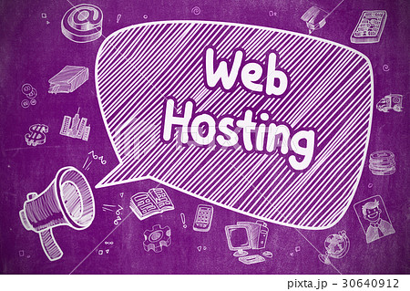 Web Hosting - Hand Drawn Illustration on Purple 30640912