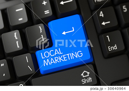 Keyboard with Blue Button - Local Marketing. 3D. Keyboard with Blue Button - Local Marketing. 3D. 30640964
