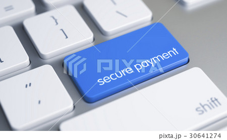 Secure Payment - Inscription on the Blue Keyboard 30641274