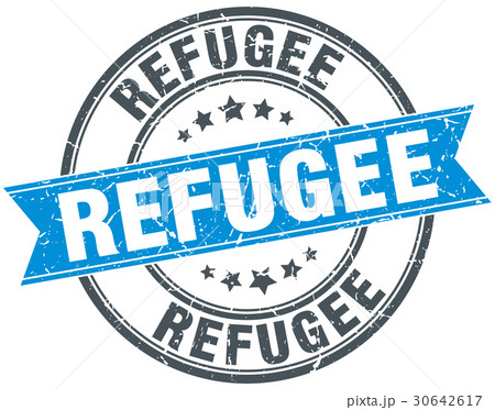 refugee round grunge ribbon stamp refugee round grunge ribbon stamp 30642617