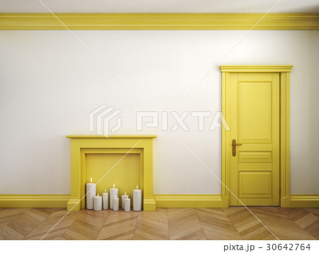 Fire place, door and parquet in classic Fire place, door and parquet in classic 30642764