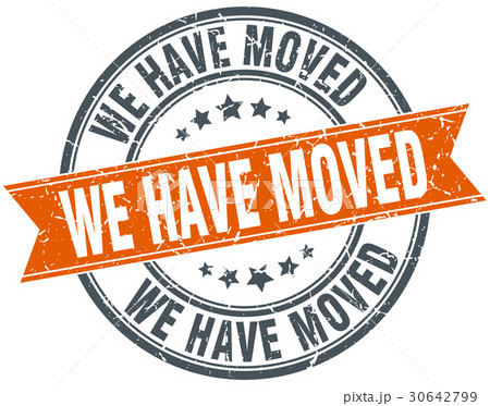 we have moved round grunge ribbon stamp 30642799