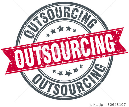 outsourcing round grunge ribbon stamp 30643107