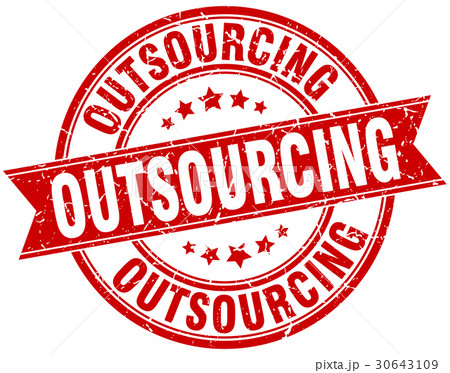 outsourcing round grunge ribbon stamp 30643109