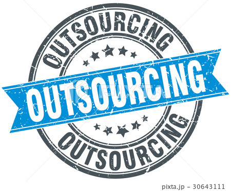 outsourcing round grunge ribbon stamp 30643111