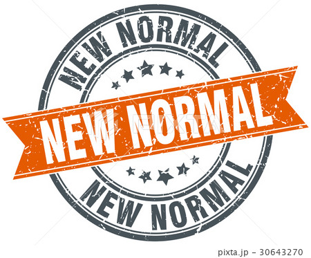 new normal round grunge ribbon stamp 30643270